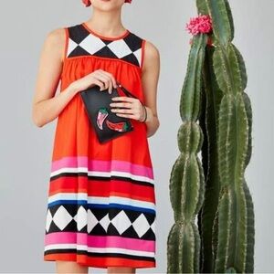 ❤️ Kate Spade Geo Border Babydoll Dress XS | Colorblock Dopamine Dress
